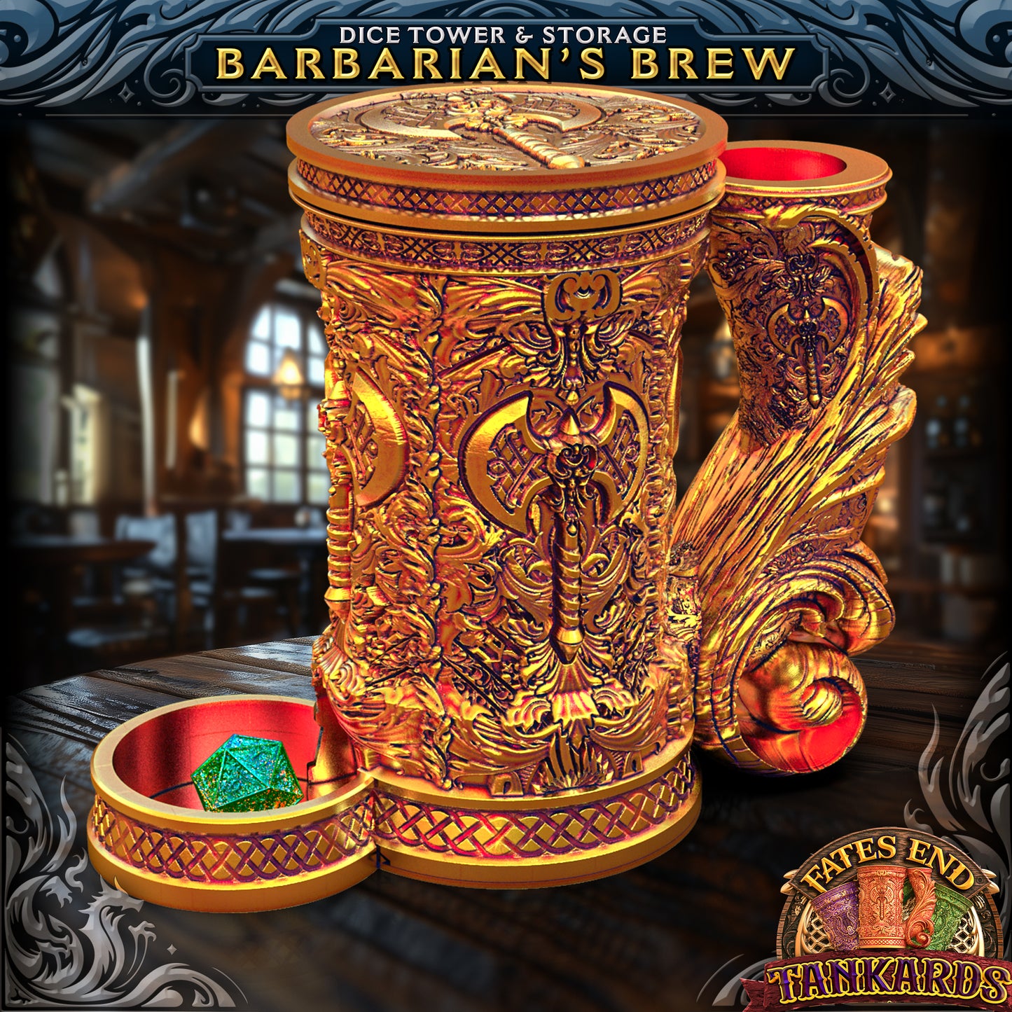 12oz Class Tankard Dice Tower with Optional Matching Dice Vault
