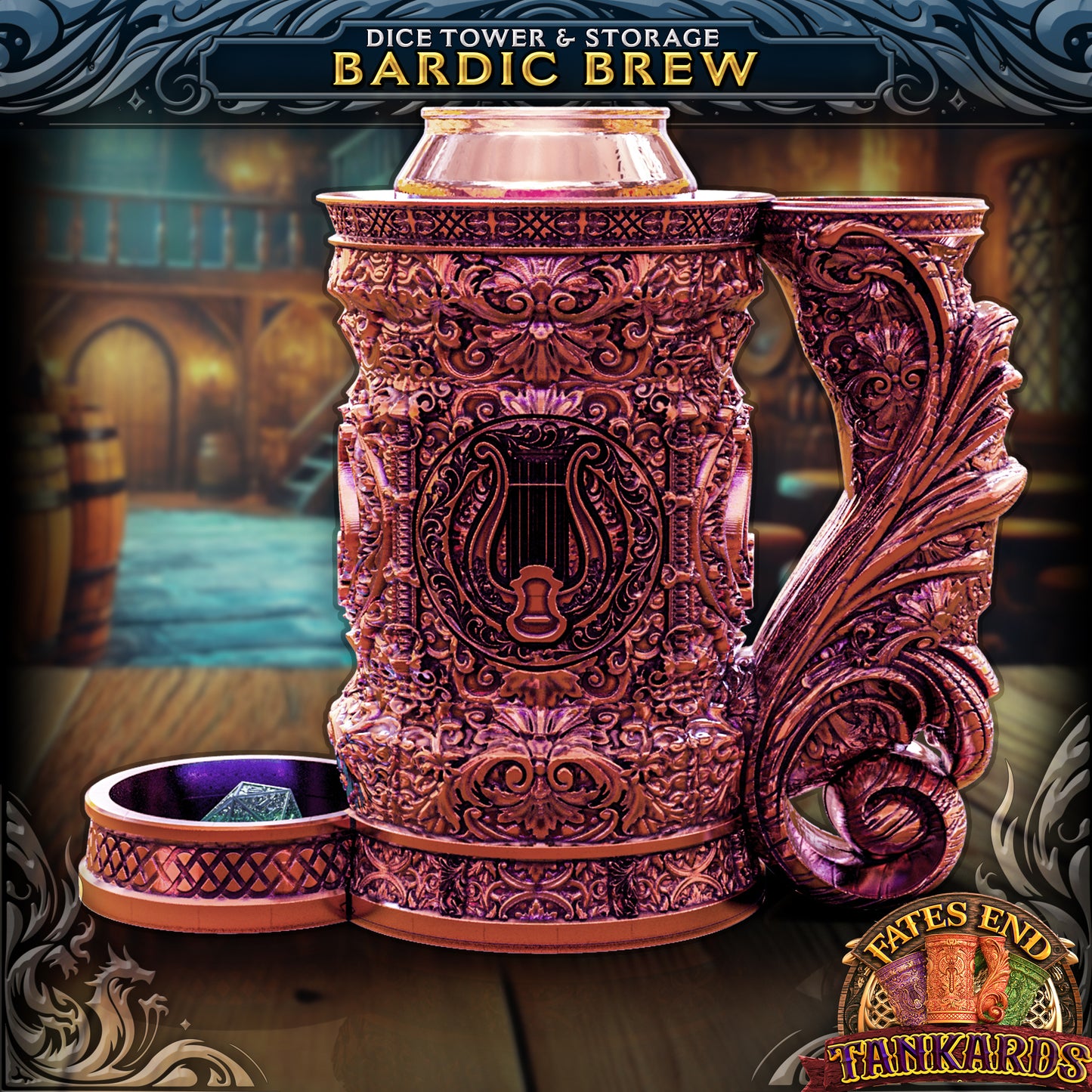 12oz Class Tankard Dice Tower with Optional Matching Dice Vault