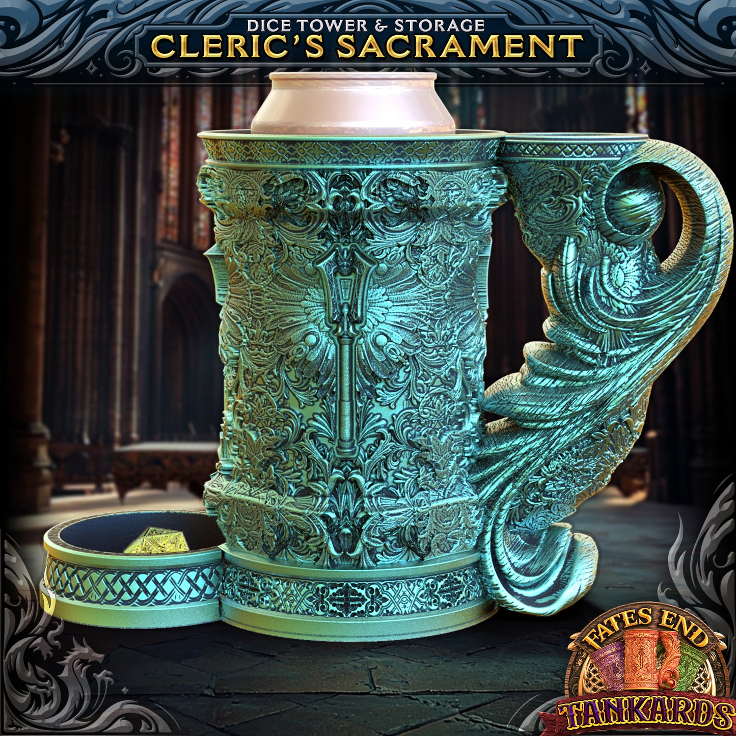 12oz Class Tankard Dice Tower with Optional Matching Dice Vault