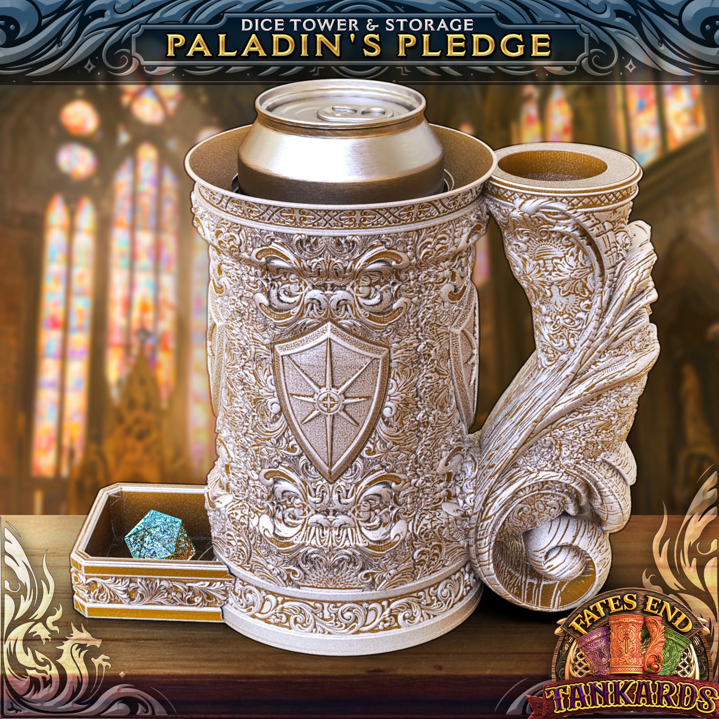 12oz Class Tankard Dice Tower with Optional Matching Dice Vault