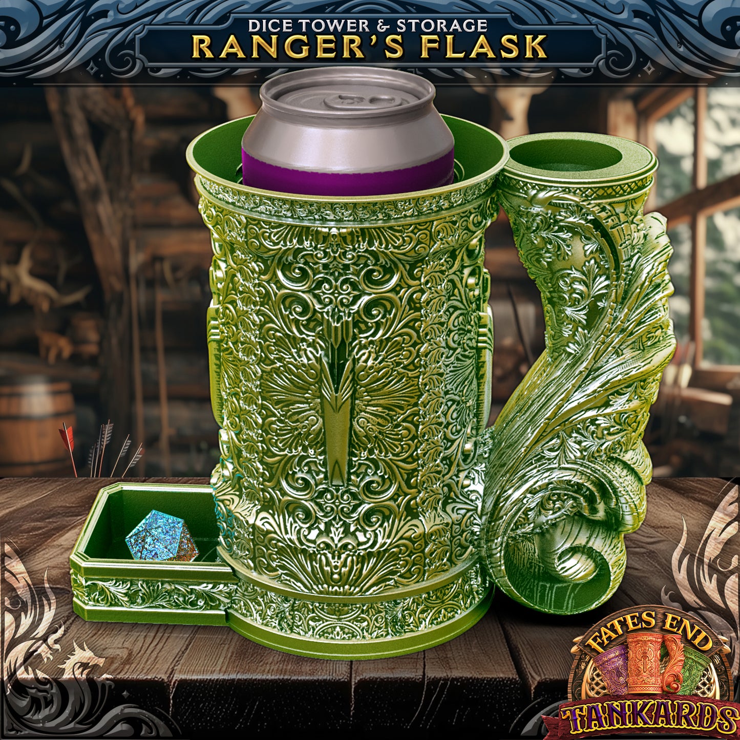 12oz Class Tankard Dice Tower with Optional Matching Dice Vault
