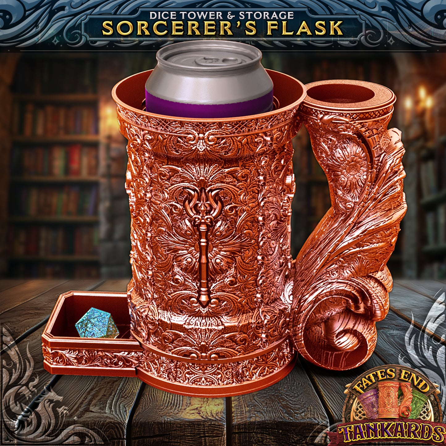 12oz Class Tankard Dice Tower with Optional Matching Dice Vault