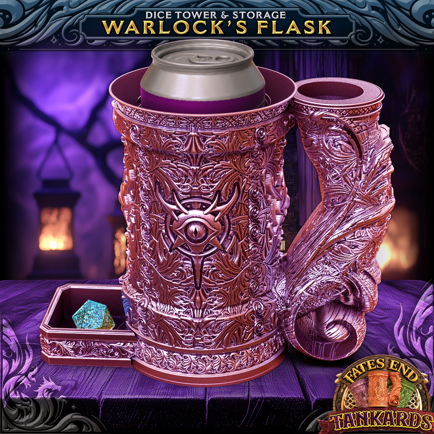 12oz Class Tankard Dice Tower with Optional Matching Dice Vault