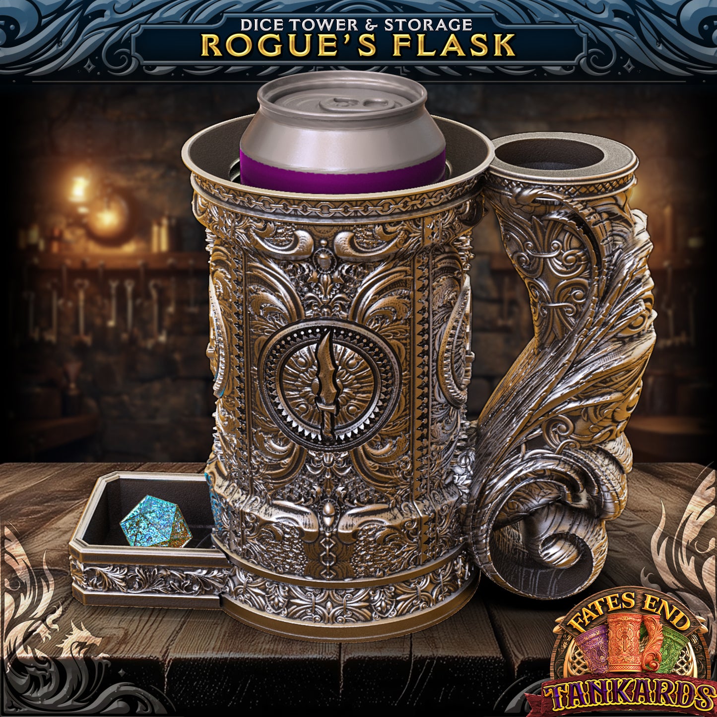 12oz Class Tankard Dice Tower with Optional Matching Dice Vault